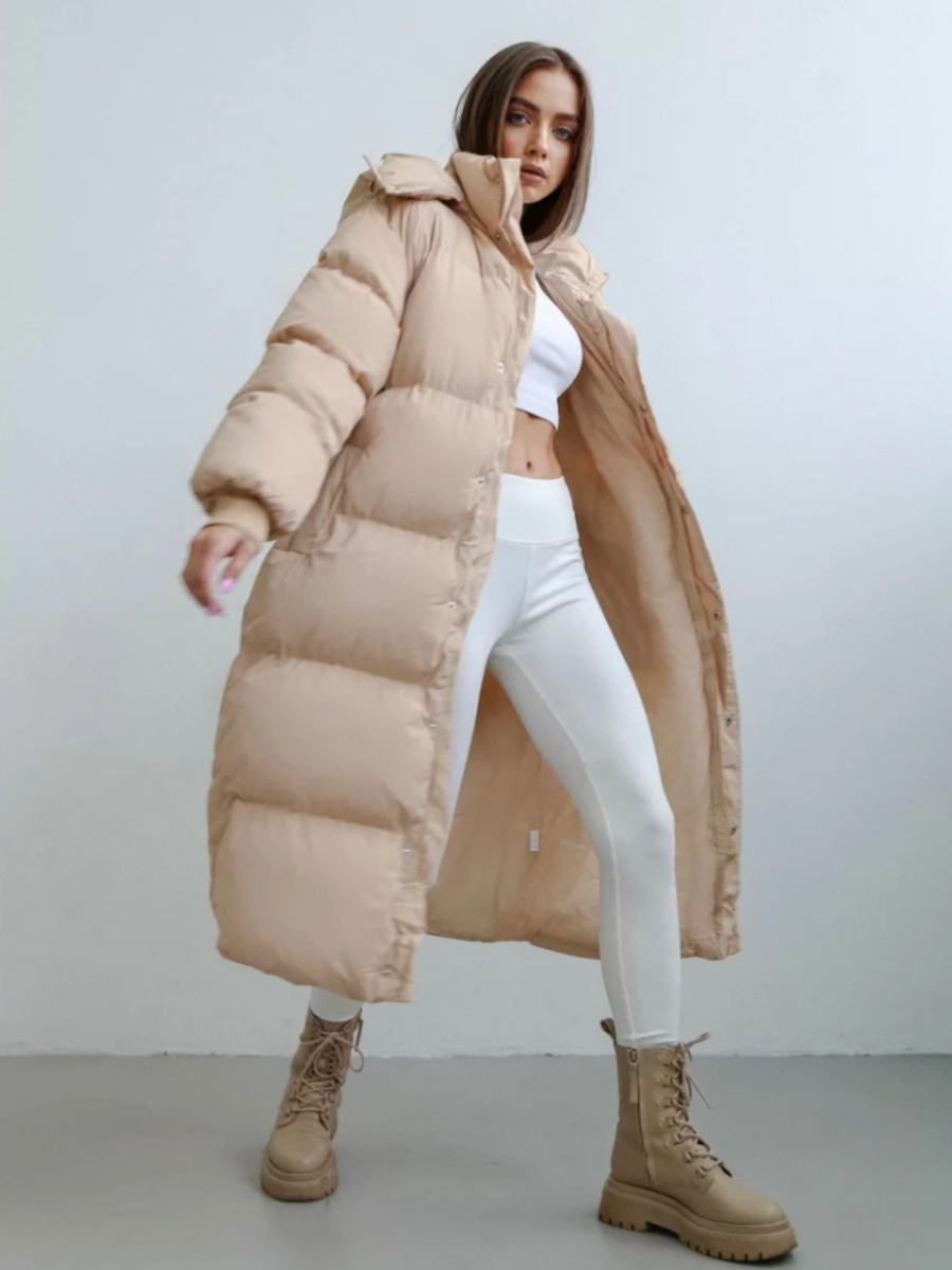Lange Oversized Puffer Jas met Capuchon
