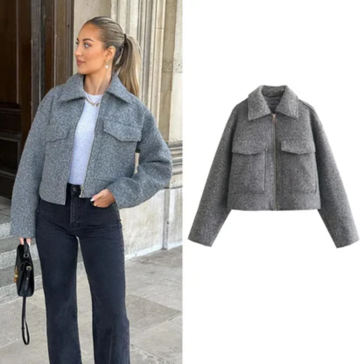 Grijze coat jacket