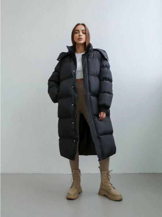 Lange Oversized Puffer Jas met Capuchon