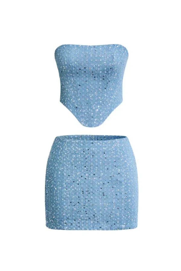 Lovia – Strapless Glitter Co Ord Set