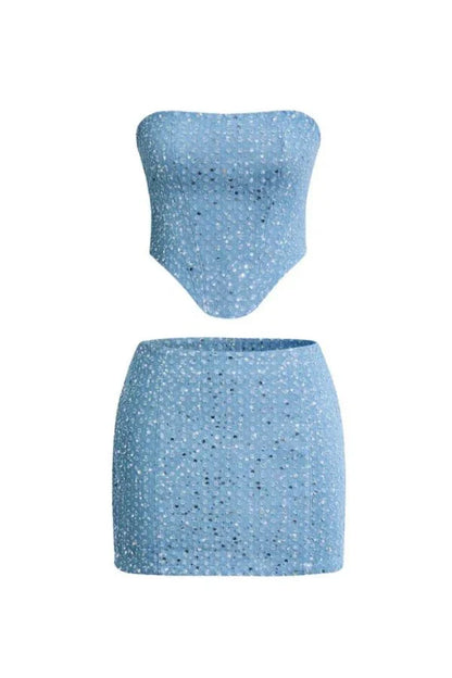 Lovia – Strapless Glitter Co Ord Set