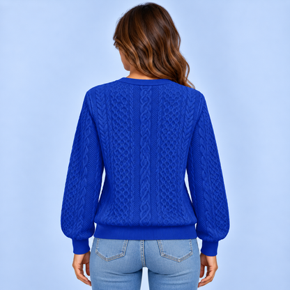 Anne | Dames Quarter-Zip Trui Warm – Fijn Kabelpatroon en Verstelbare Hals