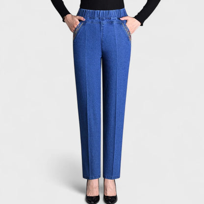 Britt | Dames Jeans High Waist – Stretch en Relaxte Rechte Pijp