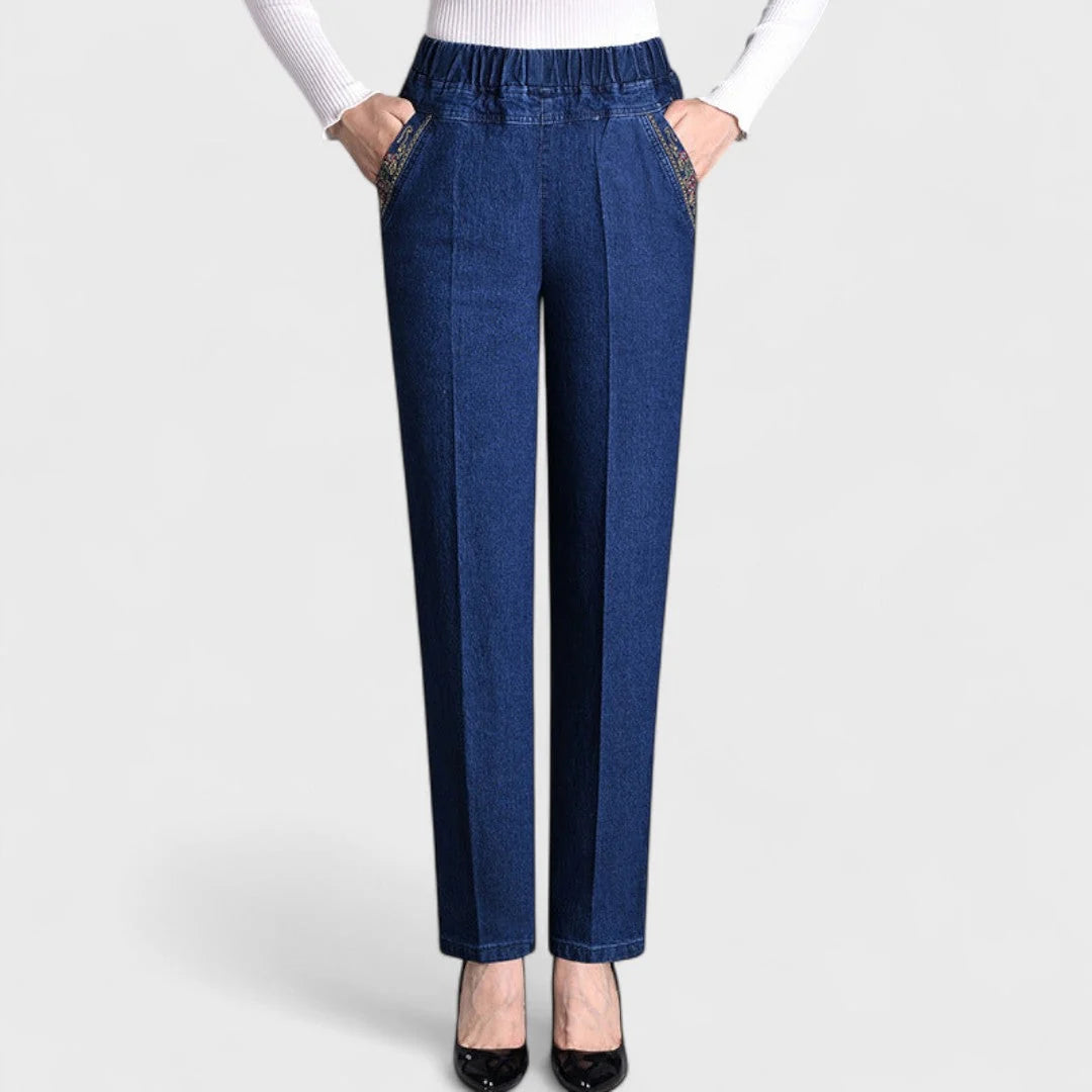 Britt | Dames Jeans High Waist – Stretch en Relaxte Rechte Pijp