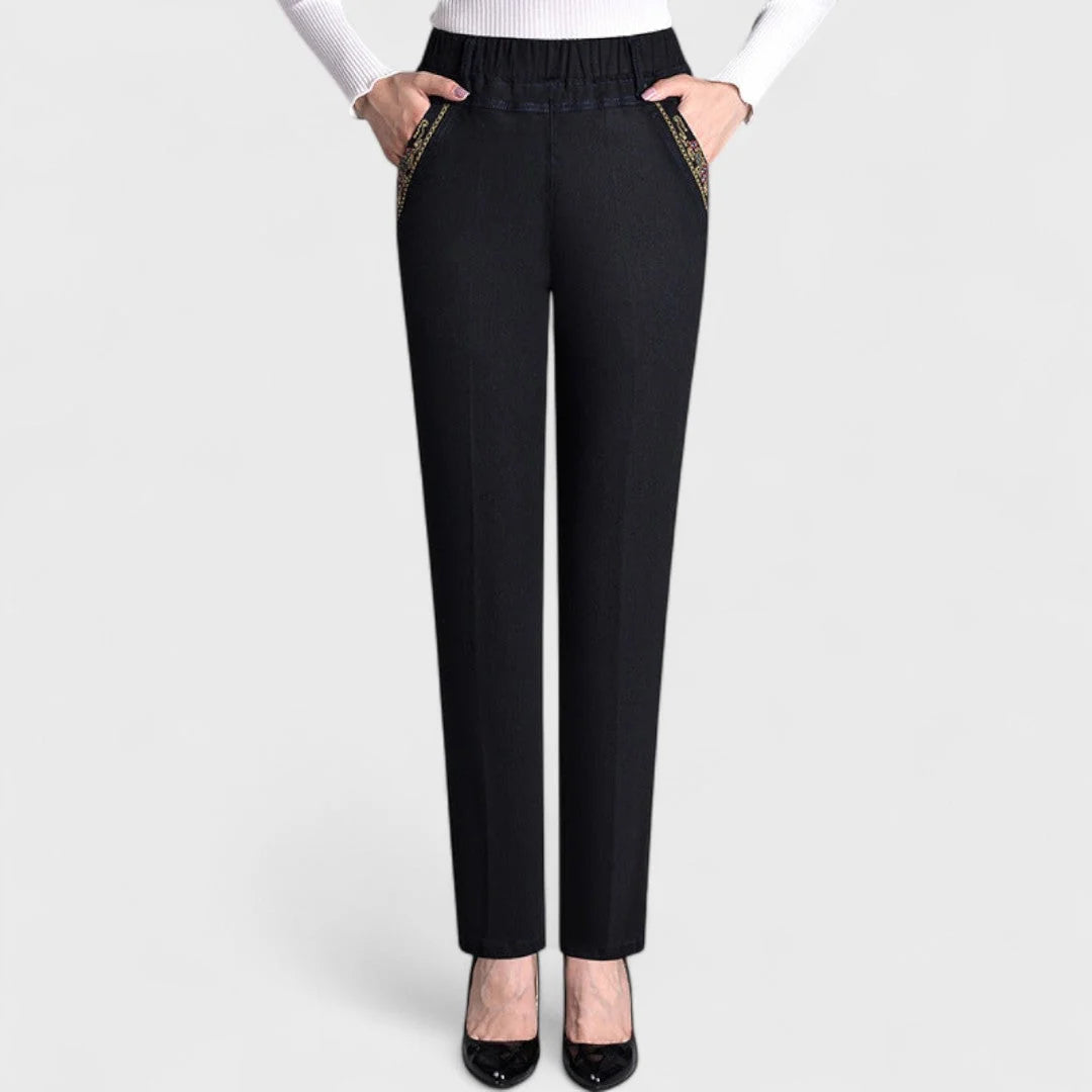 Britt | Dames Jeans High Waist – Stretch en Relaxte Rechte Pijp