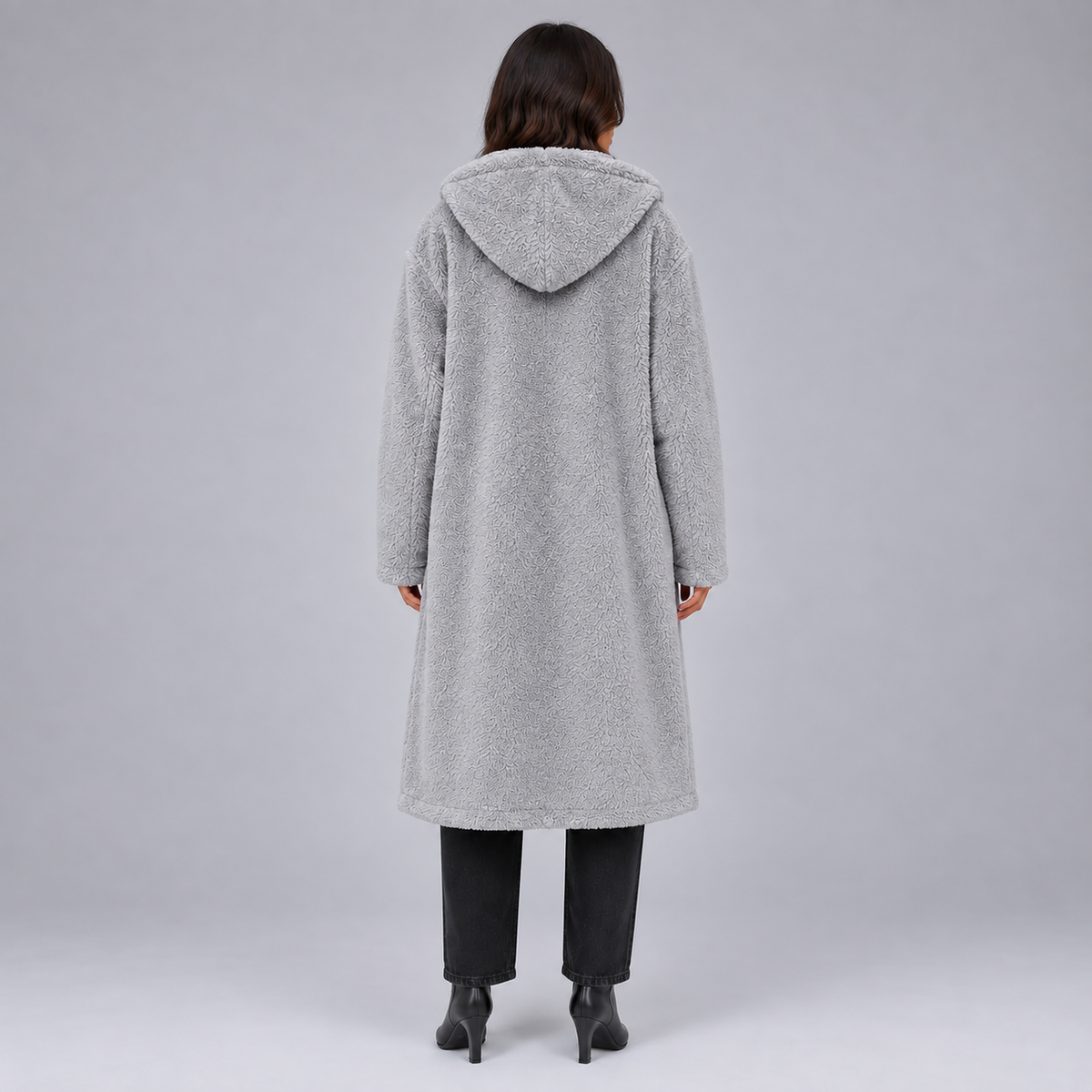 Britt | Dames Teddy Jas Lang Oversized – Warme Capuchon en Zachte Teddy Stijl