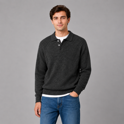 Cas | Heren Polotrui Gebreid – Knoopsluiting en Lichte Comfortabele Stretch