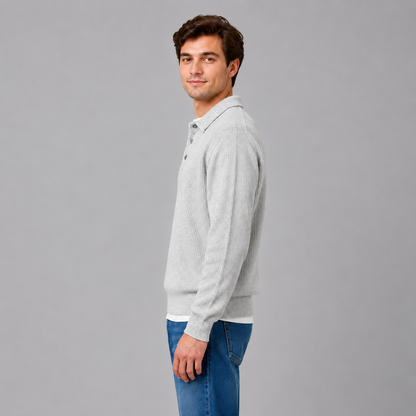 Cas | Heren Polotrui Gebreid – Knoopsluiting en Lichte Comfortabele Stretch