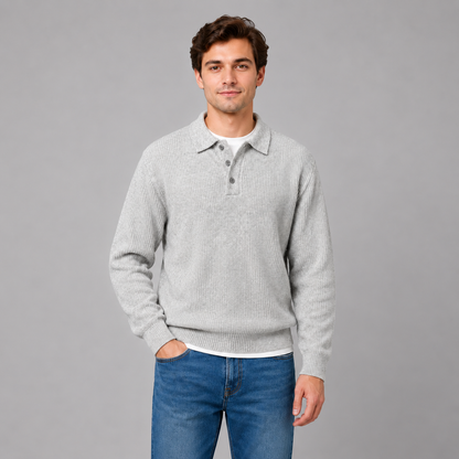 Cas | Heren Polotrui Gebreid – Knoopsluiting en Lichte Comfortabele Stretch