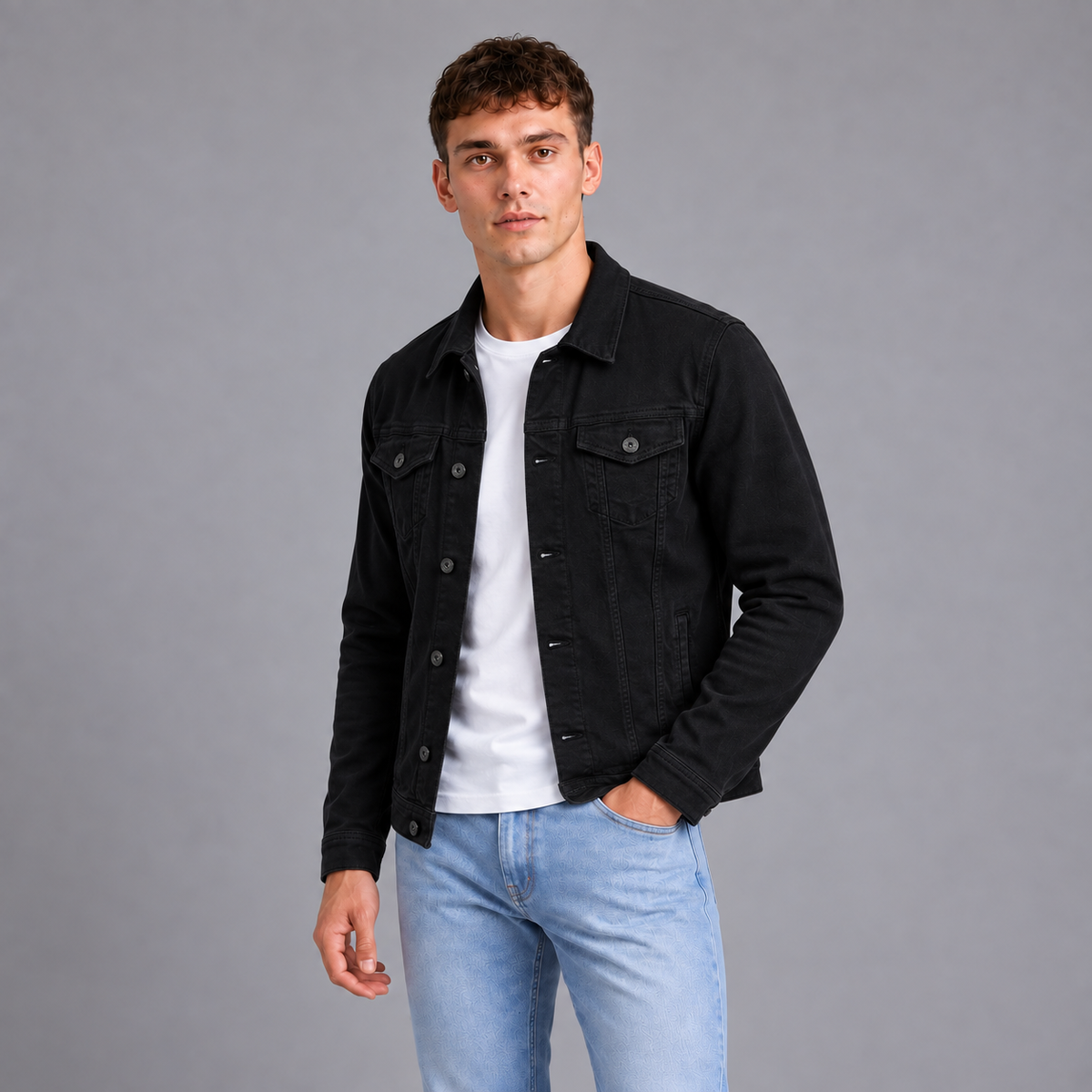 Cas | Jasje met Knoopsluiting – Klassiek Trucker Silhouet en Borstzakken