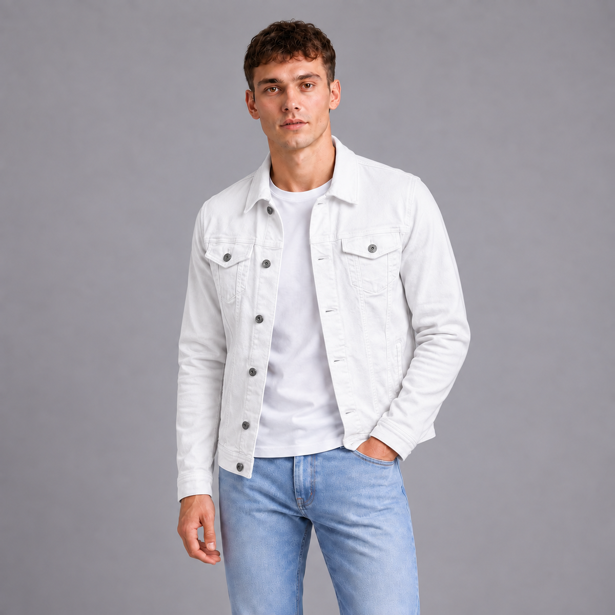 Cas | Jasje met Knoopsluiting – Klassiek Trucker Silhouet en Borstzakken