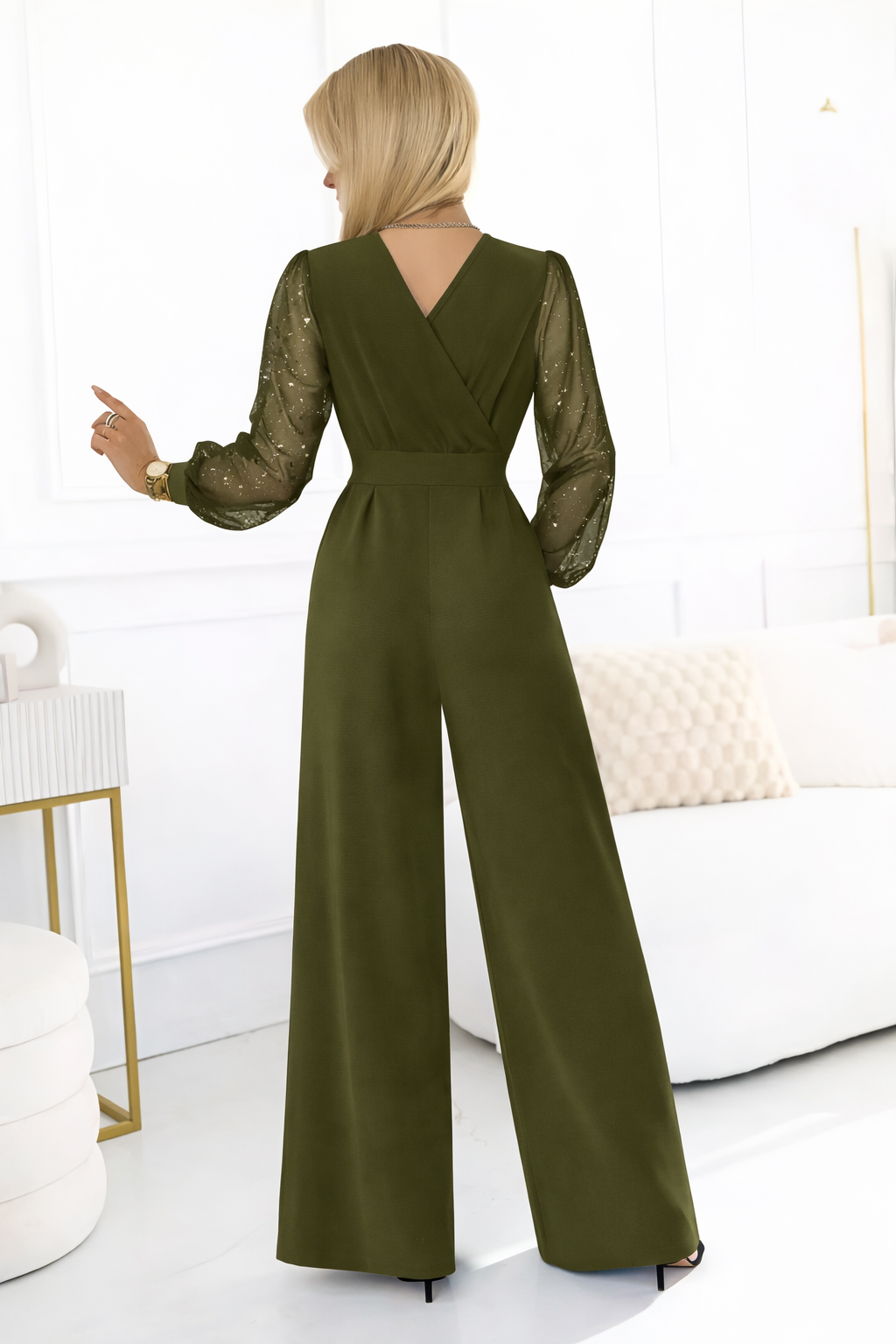 Lovia - Glitter jumpsuit met V-hals