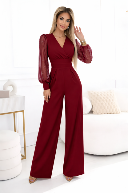 Lovia - Glitter jumpsuit met V-hals