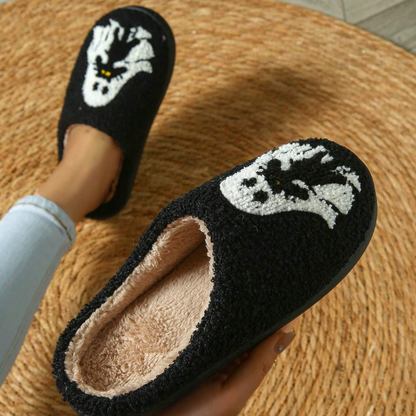 CozyComfort | Dames Pantoffels Halloween – Spookprint en Pluche Voering