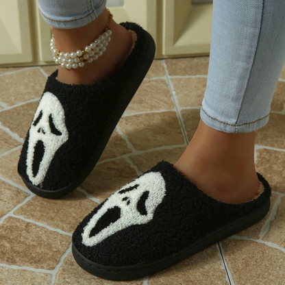 CozyComfort | Dames Pantoffels Halloween – Spookprint en Pluche Voering
