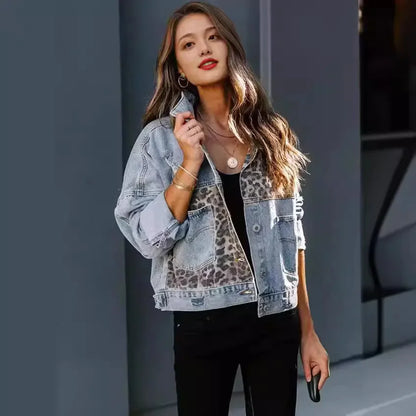 Lovia - Denim Luipaard Jacket