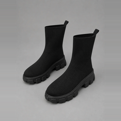 Elise | Dames Sokboots Stretch – Comfortabele Chunky Profielzool en Instapmodel