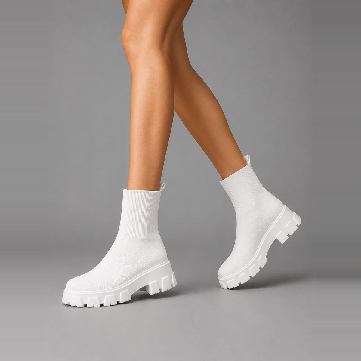 Elise | Dames Sokboots Stretch – Comfortabele Chunky Profielzool en Instapmodel