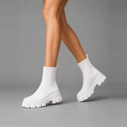 Elise | Dames Sokboots Stretch – Comfortabele Chunky Profielzool en Instapmodel