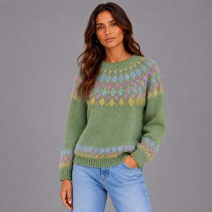 Elise | Warme Trui met Unieke Print – Comfortabele Pasvorm en Klassieke Halslijn
