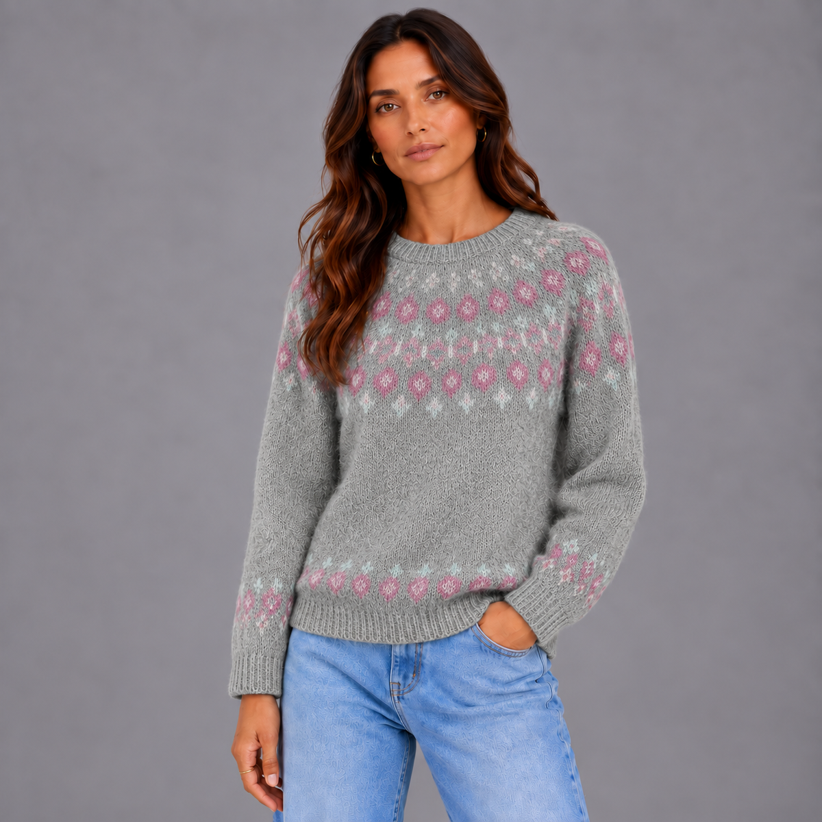 Elise | Warme Trui met Unieke Print – Comfortabele Pasvorm en Klassieke Halslijn