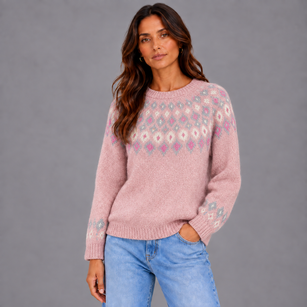 Elise | Warme Trui met Unieke Print – Comfortabele Pasvorm en Klassieke Halslijn