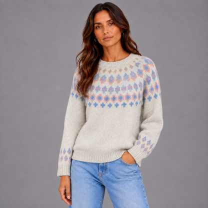Elise | Warme Trui met Unieke Print – Comfortabele Pasvorm en Klassieke Halslijn