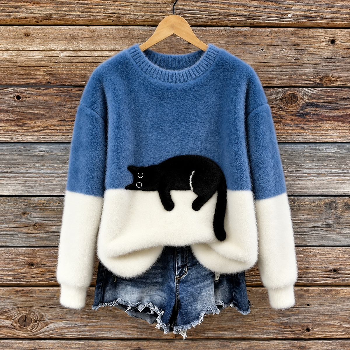 Femke | Dames Trui Oversized – Speelse Kattenprint en Zacht Warm Gevoel