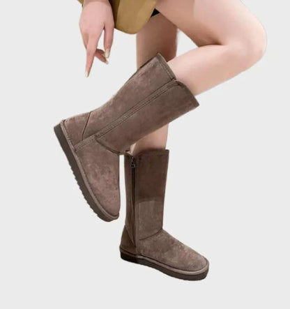 Fenna | Dames Winterlaarzen Hoog – Warme Pluche Voering en Zijrits