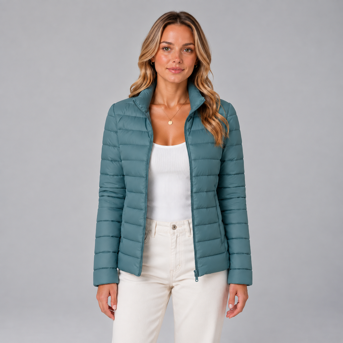 Fien | Dames Pufferjas Slim Fit – Opstaande Kraag en Lichte Warme Vulling