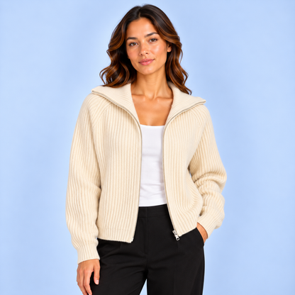 Floor | Dames Vest Wol Stijl – Ritssluiting en Warme Capuchon