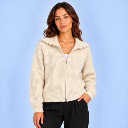 Floor | Dames Vest Wol Stijl – Ritssluiting en Warme Capuchon