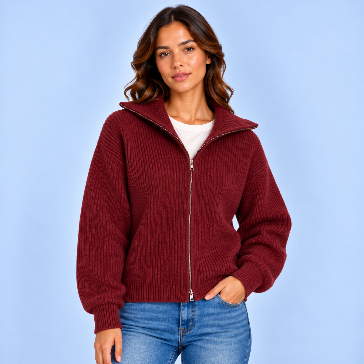 Floor | Dames Vest Wol Stijl – Ritssluiting en Warme Capuchon