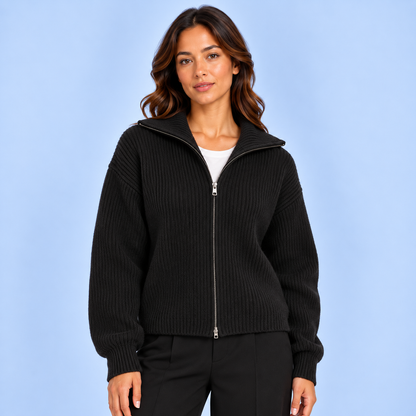 Floor | Dames Vest Wol Stijl – Ritssluiting en Warme Capuchon