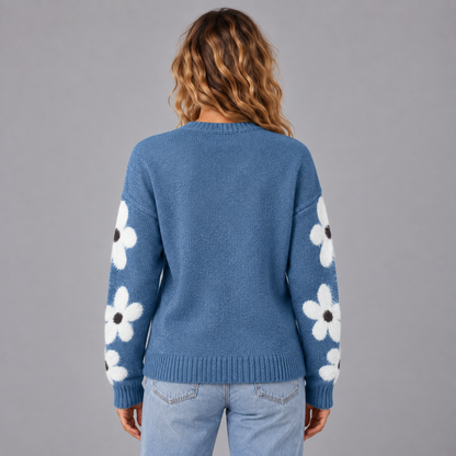 Iris | Wijde Trui met Bloemenprint – Comfortabele Pasvorm en Vrouwelijke Uitstraling