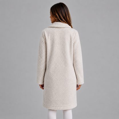 Isa | Dames Teddy Jas Lang Warm – Reverskraag en Knoopsluiting