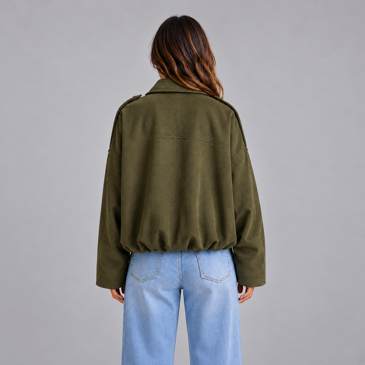 Jasmijn | Dames Bomberjack Oversized – Suède-look en Klassieke Kraag