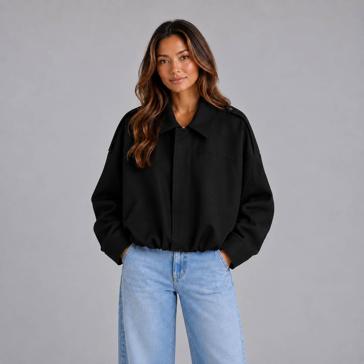 Jasmijn | Dames Bomberjack Oversized – Suède-look en Klassieke Kraag