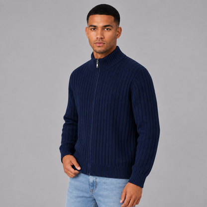 Jayden | Ribgebreid Vest met Rits – Opstaande Kraag en Comfortabele Pasvorm