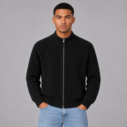 Jayden | Ribgebreid Vest met Rits – Opstaande Kraag en Comfortabele Pasvorm