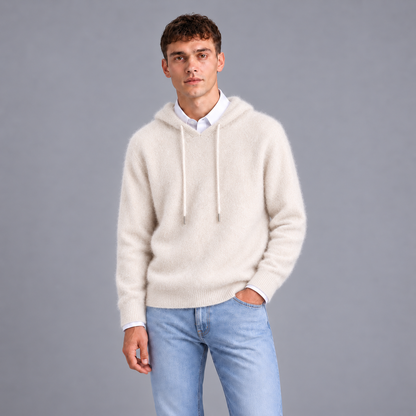 Joost | Zachte Hoodie in Cashmere Stijl – Verstelbare Capuchon en Contrasterende Boorden
