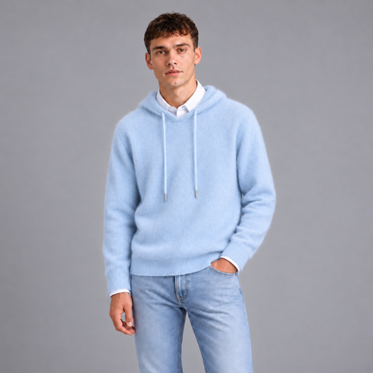 Joost | Zachte Hoodie in Cashmere Stijl – Verstelbare Capuchon en Contrasterende Boorden