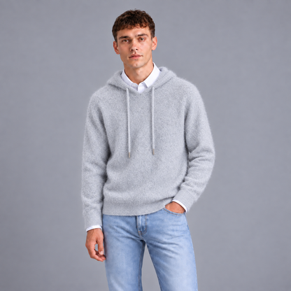 Joost | Zachte Hoodie in Cashmere Stijl – Verstelbare Capuchon en Contrasterende Boorden