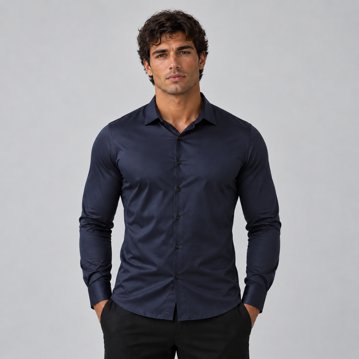 Julian | Heren Overhemd Slim Fit – Satijnen Look en Comfortabele Stretch