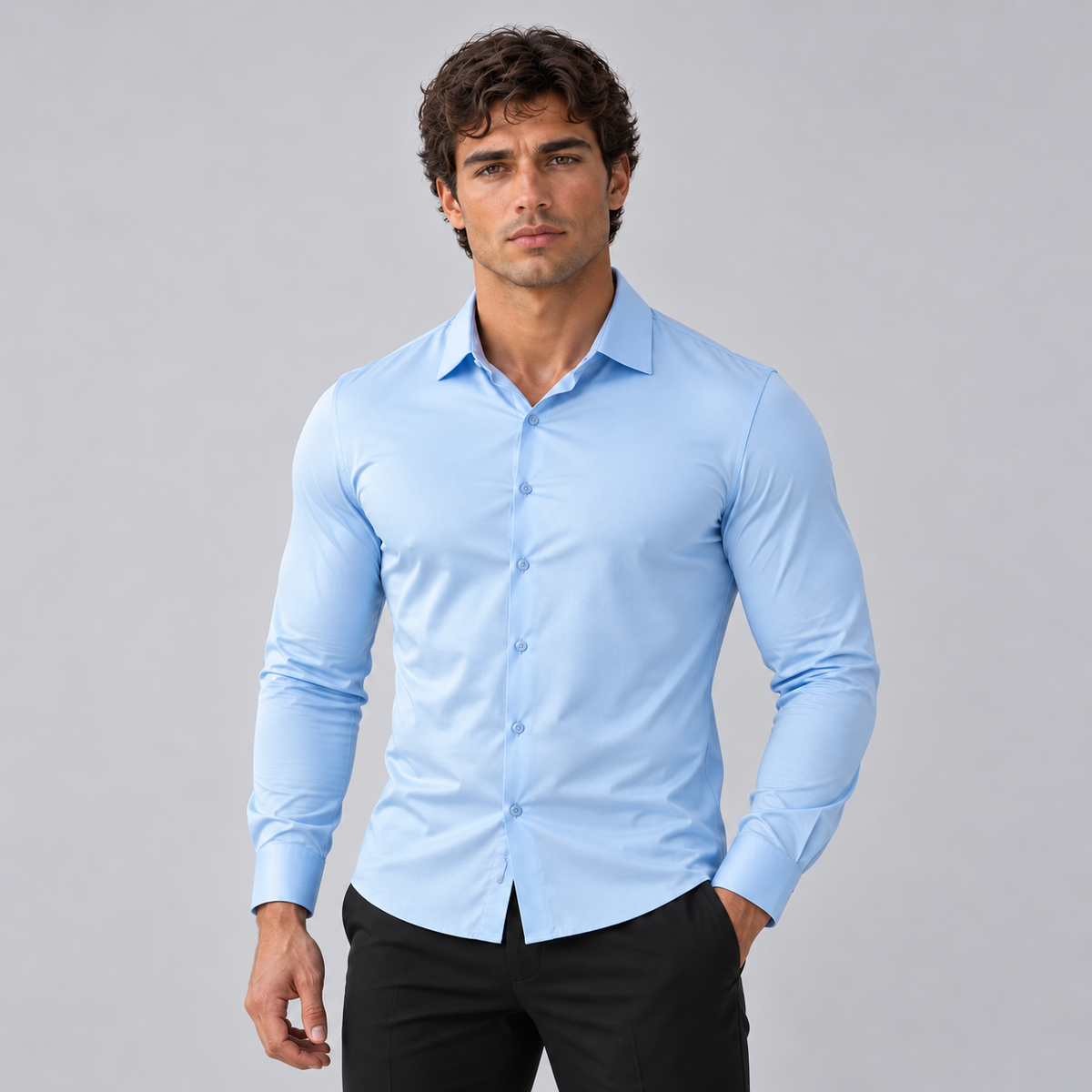 Julian | Heren Overhemd Slim Fit – Satijnen Look en Comfortabele Stretch