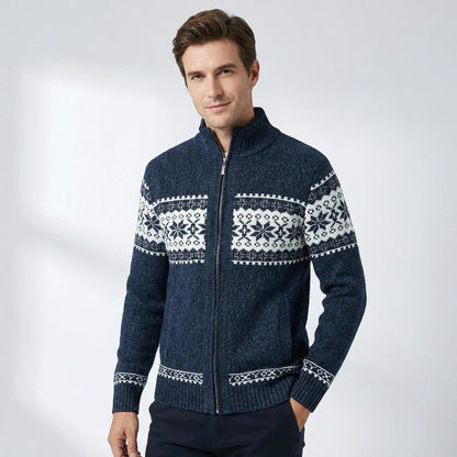 Koen | Heren Vest met Noors Patroon – Hoge Kraag en Ritssluiting