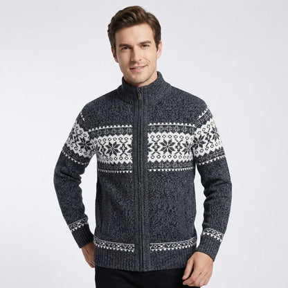 Koen | Heren Vest met Noors Patroon – Hoge Kraag en Ritssluiting