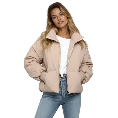 Maud – Dames Gewatteerde Pufferjas met Opstaande Kraag en Oversized Pasvorm