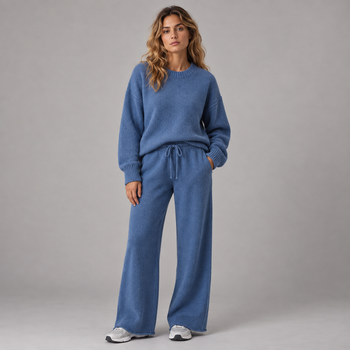 Lieke | Cropped Loungeset – Verlaagde Schouders en Wijde Broek met Trekkoord