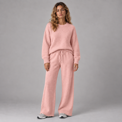 Lieke | Cropped Loungeset – Verlaagde Schouders en Wijde Broek met Trekkoord